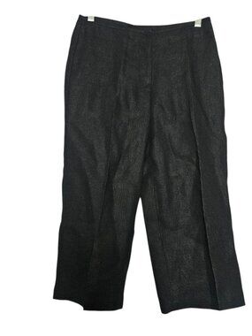 NWT TALBOTS 100% Linen Heritage Womens Pants 2P Petite Black Crop Straight Capri